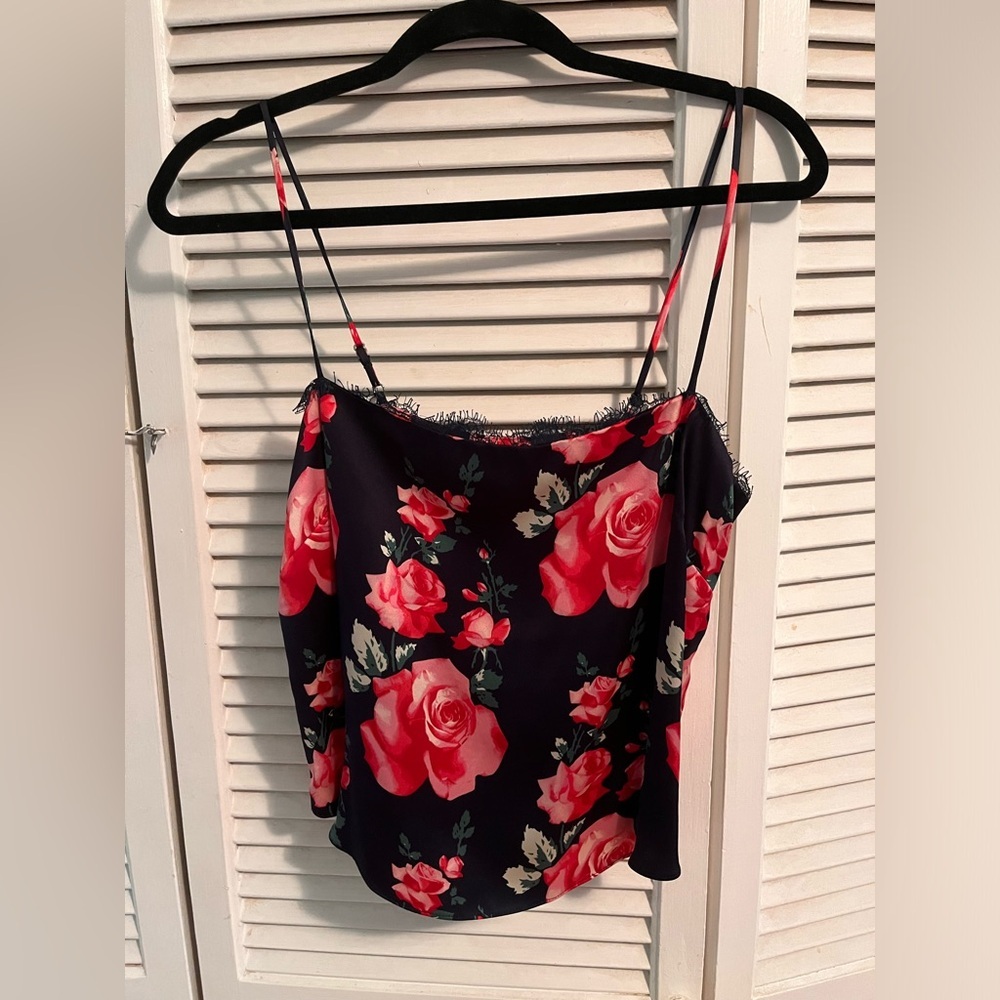 Fleur du Mal Silk Blue and Red Sleeveless Camisole - Picture 3 of 3